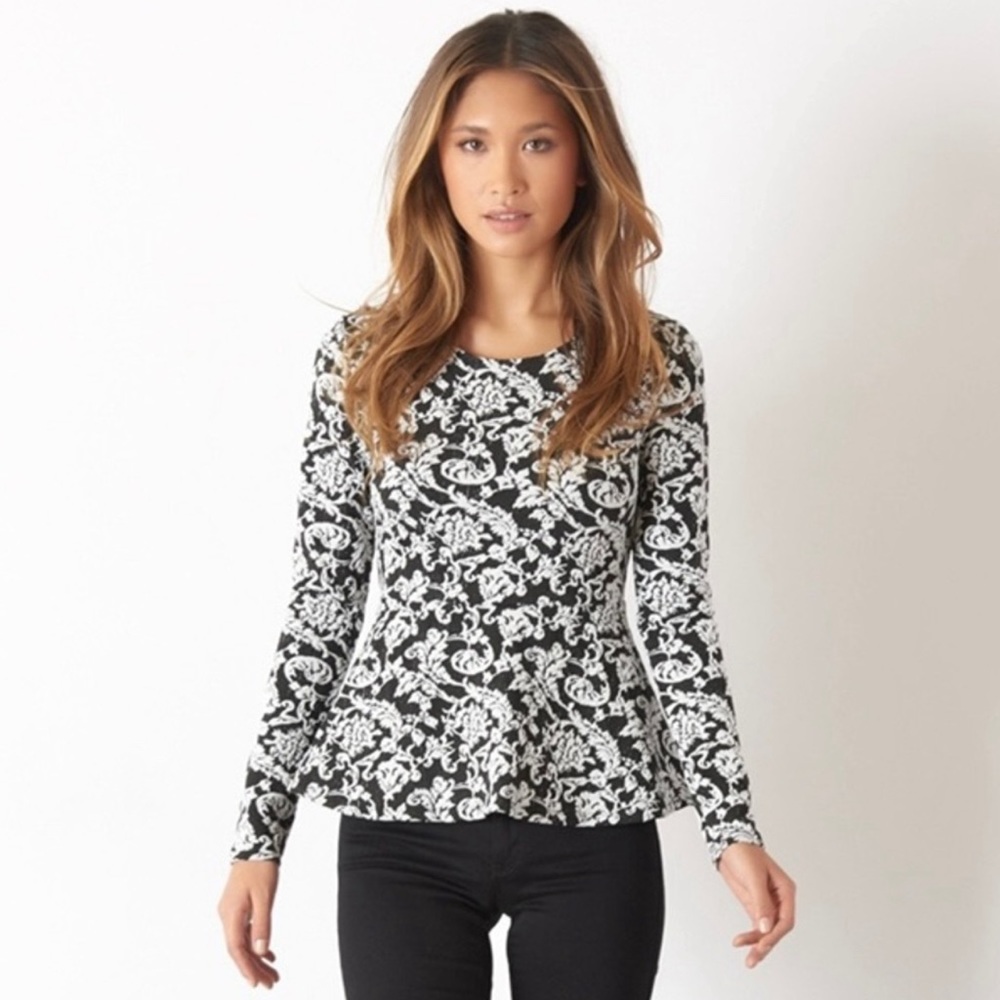Dynamite Jacquard Peplum Top